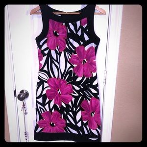 Fuchsia flower midi dress